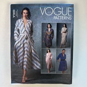 VOGUE PATTERNS V1653 Sewing Pattern size ES 14 16 18 20 and 22 Faux wrap dress
